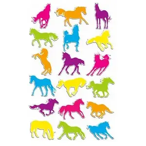 Clairefontaine Maildor 560353C - GOMMETTES 3D Cooky - 1 planche 12x8 cm - 18 stickers - CHEVAUX
