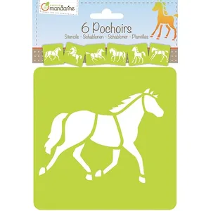 Set de 6 pochoirs Chevaux Avenue Mandarine