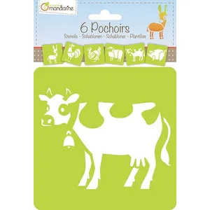 Comparateur de prix : Clairefontaine Pochoirs - Set de 6 pochoirs : Animaux de la ferme