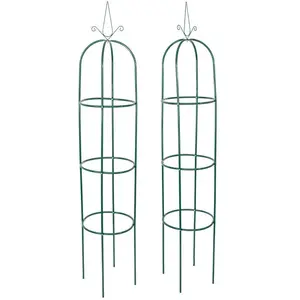 OXEO Arche de jardin en forme de tour X2 - Obélisque de Jardin pour plantes grimpantes et fleurs - Hauteur 205cm - verte en métalVendu paramazon