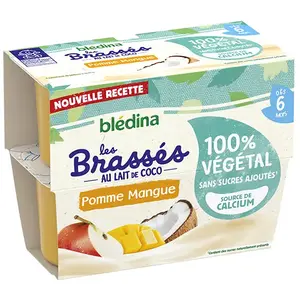 Comparateur de prix : BLEDINA Blédina Les Brassés Mangue 100% végétal au lait de coco lot de 4x95gr
