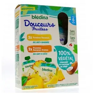 BLEDINA Blédina Gourdes Douceurs Fruitées 100% Végétal Multi Variétés Lot de 4 x 90g pas cher