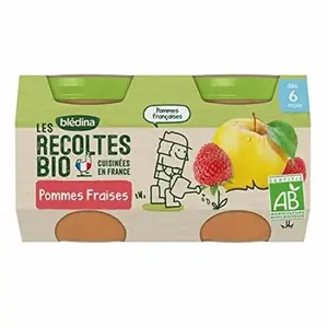 Comparateur de prix : BLEDINA Blédina Les Récoltes Bio Pot Compote Pommes Fraises +4m 2 x 130g