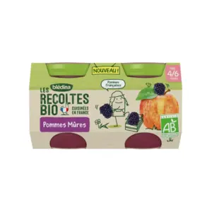 Comparateur de prix : Compote de pommes à la mûres dès 4 mois Les récoltes Bio Blédina - 2x130g