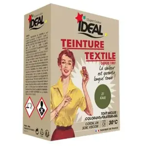 TEINTURE TEXTILE MACHINE KAKI 350GR FIXATEUR + SEL - IDEAL pas cher