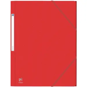 OXFORD Lot de 10 Chemises 3 Rabats Eurofolio+ A4 avec Elastique Couverture Carte Rouge pas cher