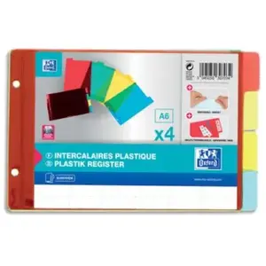 Oxford Intercalaires en PVC 14/100e - A6 à l'italienne pour fiches bri... pas cher