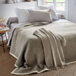 TOISON D'OR Couverture en 100% pure laine vierge sans teinture 240 x 260 cm pas cher