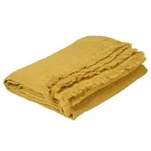Toison d'Or Plaid gaze de coton matelassé (125x180 cm - Jaune Ocre) pas cher