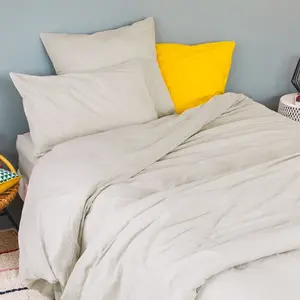 Toison d'Or Housse de couette unie en coton Lavé (240x220 cm - Gris Galet) pas cher