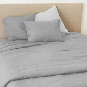 Toison d'Or Housse de couette unie en coton Lavé (260x240 cm - Gris) pas cher