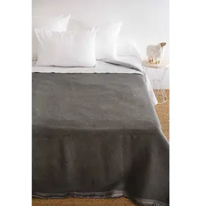 Toison d?or Couverture en pure laine double face VOLTA Gris anthracite pas cher