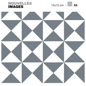 - Stickers motif triangle illusion gris et blanc 15 x 15 cm (Lot de 6)