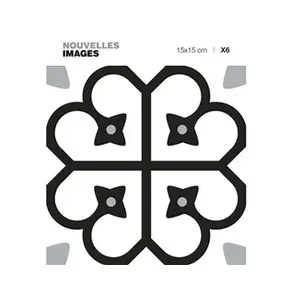6 adhésifs de carrelage Motif floral Noir et Blan Draeger la carterie