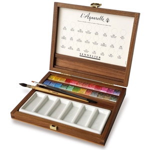 SENNELIER Aquarelle extra-fine - Coffret en bois - 24 demi-godets