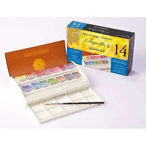 Comparateur de prix : Sennelier Boîte voyage métal aquarelle - 14 demi-godets extra-fine - Voyage