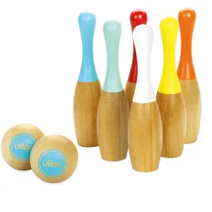 Comparateur de prix : Lot de 6 quilles bowling bicolores Vilac