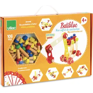 Vilac - Coffret jeu bricoleur Batibloc en bois - à partir de 4 ans pas cher