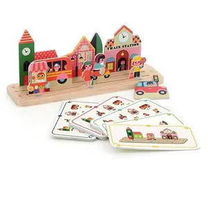 Vilac Jeu De Logique En Bois La Ville Beige pas cher