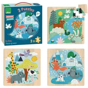 Vilac Coffret puzzles 3x16 pcs Animaux du monde pas cher