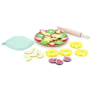 Jouets d'imitation - VILAC - Dinette Tarte aux Fruits - Bois - 30 pièces - Bleu pas cher