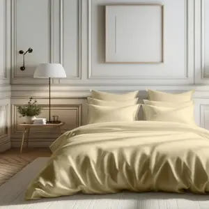 Housse de couette percale de coton TERTIO® - Beige Ficelle pas cher