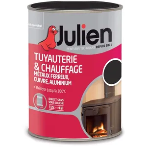 Julien Peinture Tuyauterie et Chauffage Mat JULIEN Noir Mat 0,25 L pas cher