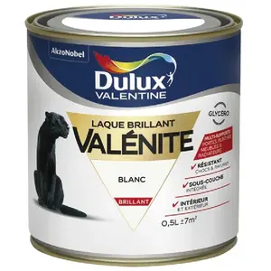 DULUX VALENTINE Laque glycéro brillante 0.5 L - blancVendu parrue-du-commerce