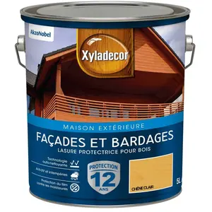 Xyladecor Lasure glycéro bois - Chêne clair - Satin - Façade + bardages - 5L pas cher