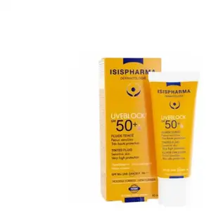 ISISPHARMA UVEBLOCK Spf 50+ Fluide Teinté - Protection solaire - Fabrication Française pas cher