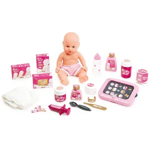 SMOBY - Nursery Electronique Baby Nurse - Poupon 30cm - 22 accessoires - Rose et Doré pas cher