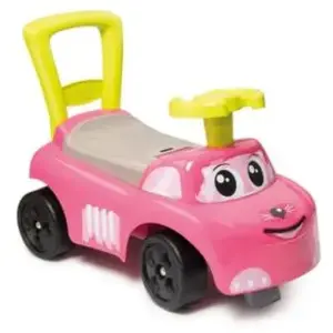 Porteur auto rose Smoby - Fonction Trotteur - Coffre à jouets - Fabrication française