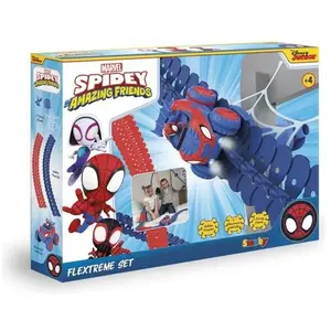 Comparateur de prix : Smoby Set découverte Spidey Flextreme - Piles incluses - 184 pistes flexibles et 1 véhicule