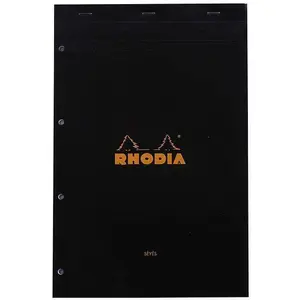 Rhodia - bloc noir n°20 21x31,8cm 80 feuilles agrafées 80g 4 trous seyès pas cher