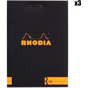 Rhodia - 3 Blocs agrafés n°11 70 feuillets lignés noirs - 7.2x10.5 cm ... pas cher