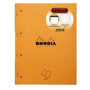 Lot de 3 blocs agrafés perforées de cours Rhodia N°20 SY Orange