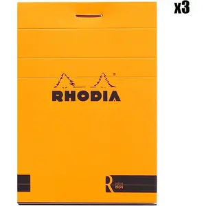 Rhodia - 3 Blocs agrafés n°12 70 feuillets lignés oranges - 8.5x12 cm ... pas cher