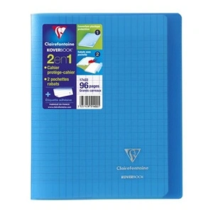 Cahier de 96 pages A5 séyès Clairefontaine Koverbook 17 x 22 cm Bleu