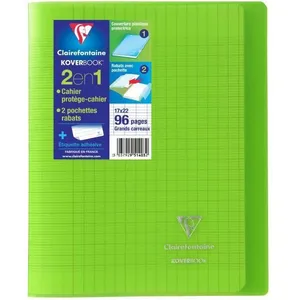 Cahier de 96 pages A5 Seyès Clairefontaine Koverbook 17 x 22 cm Vert