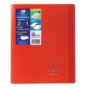 Cahier de 96 pages A5 Seyès Clairefontaine Koverbook 17 x 22 cm Rouge
