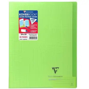 Clairefontaine 984603C Un Cahier Agrafé Koverbook Vert - 24x32 cm - 48 Pages Petits Carreaux avec Marge - Papier Blanc 90 g - Couverture Polypro pas cher
