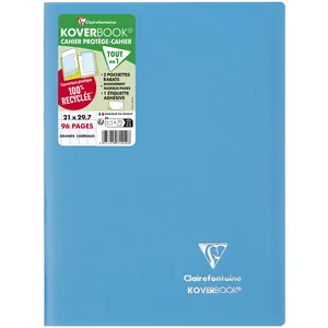 Clairefontaine Cahier Koverbook, 210 x 297 mm, séyès, bleu () pas cher