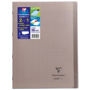 Cahier de 96 pages A4 Seyès Clairefontaine Koverbook 21 x 29,7 cm Gris