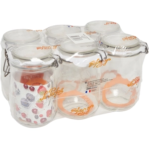 LE PARFAIT 6585003 Lot de 6 bocaux en verre - 1L - D 85 - Transparent pas cher