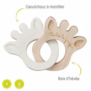 Sophie de Giraf Jouet de dentition anneaux silhouette Rubber & Wood pas cher