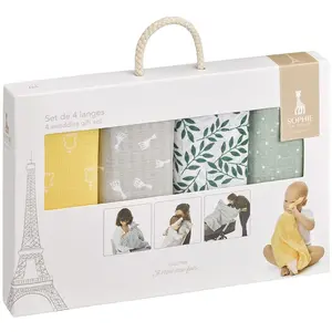 Comparateur de prix : Sophie la girafe SET DE 4 LANGES - VULLI - Couleurs et imprimés différents