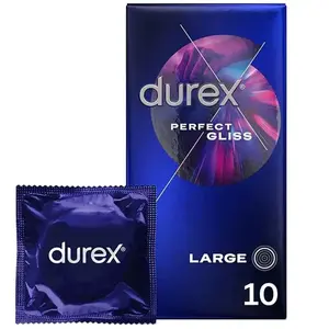 Durex Préservatifs Perfect Gliss - 10 Préservatifs - Idéal pour le Sexe Anal