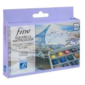 LEFRANC & BOURGEOIS Boîte plastique aquarelle fine - 12 1/2 godets