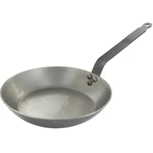 De Buyer - Poêle à frire "Coupe Lyonnaise" en acier CARBONE PLUS - Diamètre 28 cm -, Gris pas cher