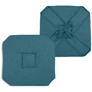 Lovely Casa Galette de chaise italienne et unie polyester turquoise 40x40 cm